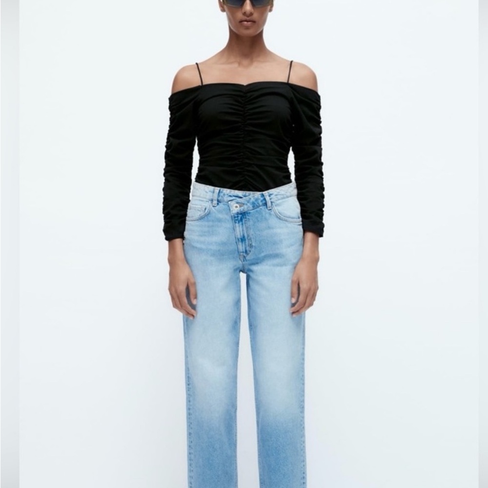 Zara Straight Cropped Cross Fly Jeans